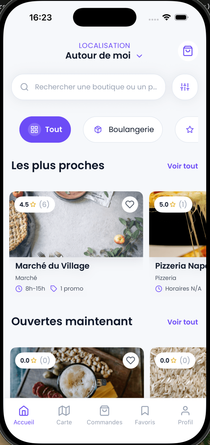 Application Benefeed - accueil